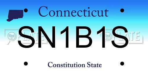 SN1B1S Connecticut License Plate