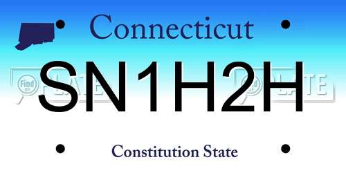 SN1H2H Connecticut License Plate