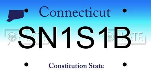 SN1S1B Connecticut License Plate