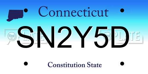 SN2Y5D Connecticut License Plate