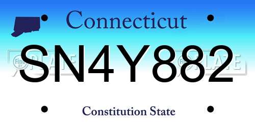 SN4Y882 Connecticut License Plate