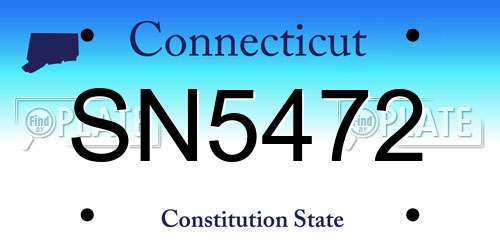 SN5472 Connecticut License Plate