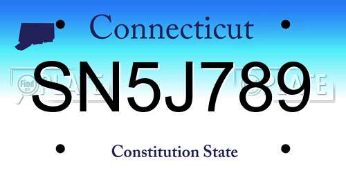 SN5J789 Connecticut License Plate