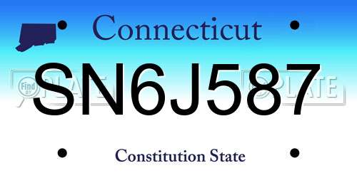SN6J587 Connecticut License Plate
