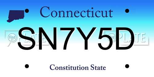 SN7Y5D Connecticut License Plate