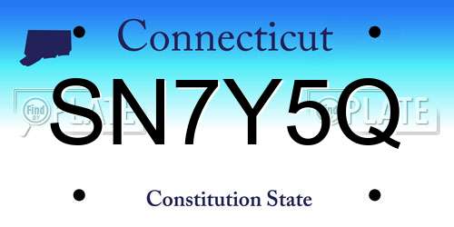 SN7Y5Q Connecticut License Plate
