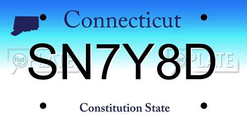 SN7Y8D Connecticut License Plate