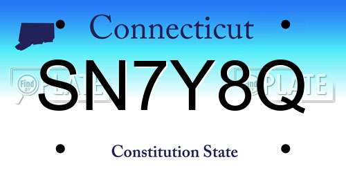 SN7Y8Q Connecticut License Plate