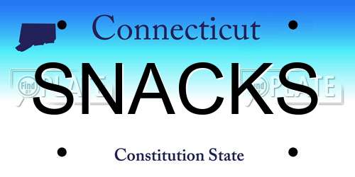 SNACKS Connecticut License Plate