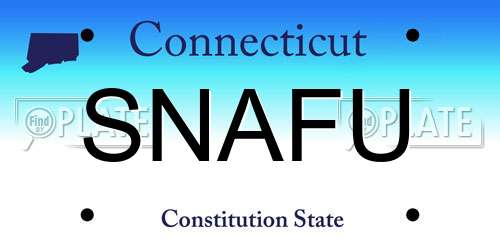 SNAFU Connecticut License Plate