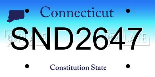 SND2647 Connecticut License Plate