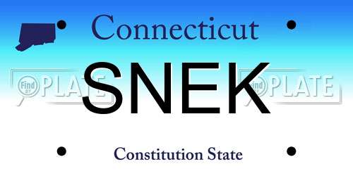 SNEK Connecticut License Plate
