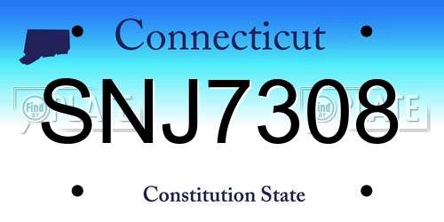 SNJ7308 Connecticut License Plate