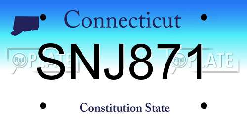 SNJ871 Connecticut License Plate