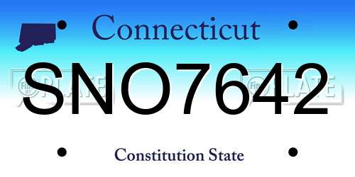 SNO7642 Connecticut License Plate