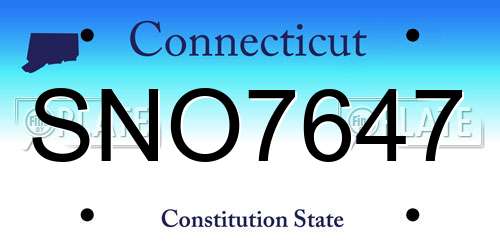 SNO7647 Connecticut License Plate