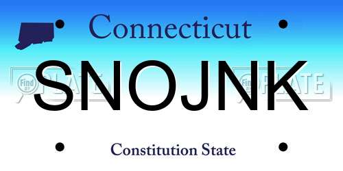 SNOJNK Connecticut License Plate