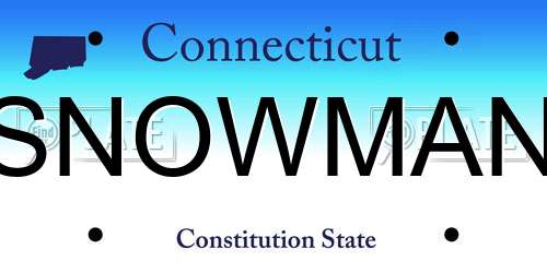 SNOWMAN Connecticut License Plate