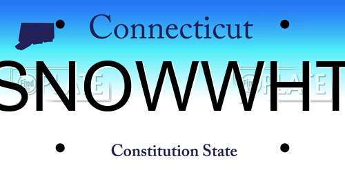 SNOWWHT Connecticut License Plate
