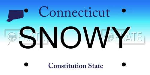 SNOWY Connecticut License Plate