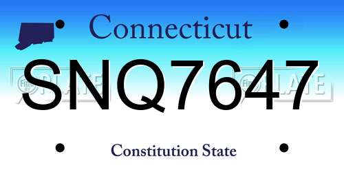 SNQ7647 Connecticut License Plate