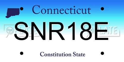 SNR18E Connecticut License Plate