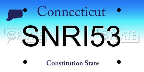 SNRI53 Connecticut License Plate