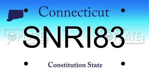 SNRI83 Connecticut License Plate