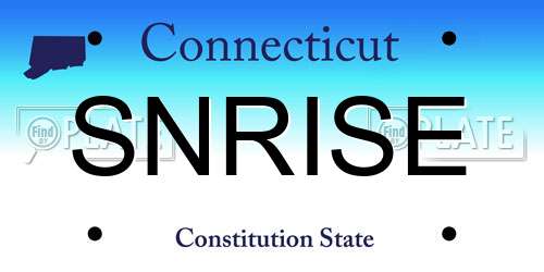 SNRISE Connecticut License Plate