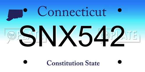 SNX542 Connecticut License Plate