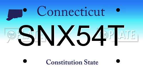 SNX54T Connecticut License Plate