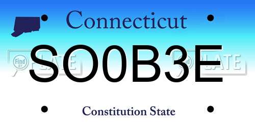 SO0B3E Connecticut License Plate