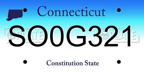 SO0G321 Connecticut License Plate