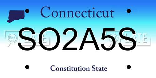 SO2A5S Connecticut License Plate