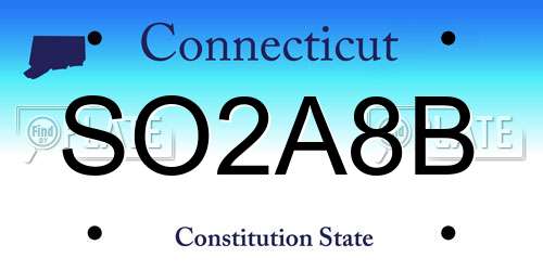 SO2A8B Connecticut License Plate