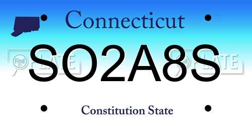 SO2A8S Connecticut License Plate