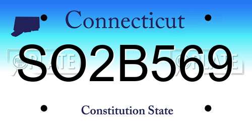 SO2B569 Connecticut License Plate