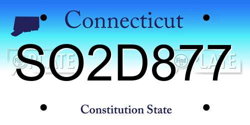 SO2D877 Connecticut License Plate