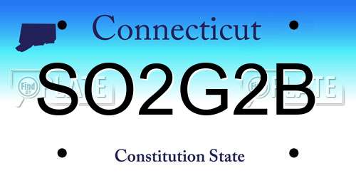 SO2G2B Connecticut License Plate