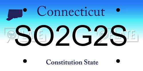 SO2G2S Connecticut License Plate