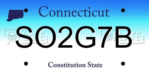 SO2G7B Connecticut License Plate