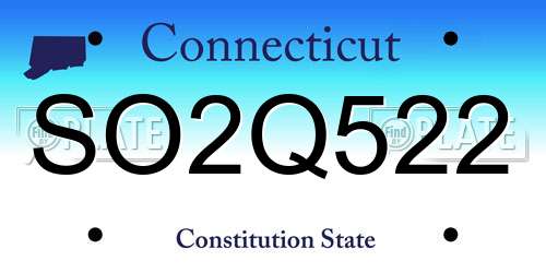 SO2Q522 Connecticut License Plate