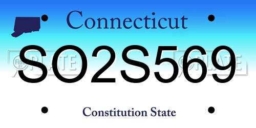 SO2S569 Connecticut License Plate