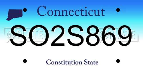 SO2S869 Connecticut License Plate