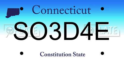 SO3D4E Connecticut License Plate