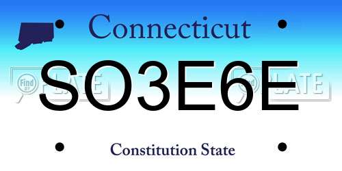 SO3E6E Connecticut License Plate