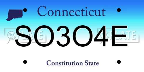 SO3O4E Connecticut License Plate