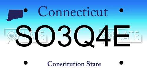SO3Q4E Connecticut License Plate
