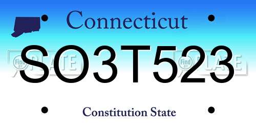 SO3T523 Connecticut License Plate