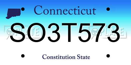 SO3T573 Connecticut License Plate